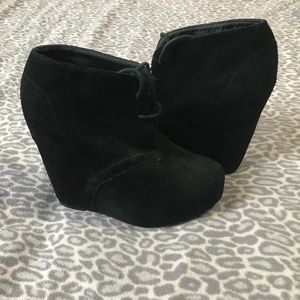 Black Suede Ankle Wedges